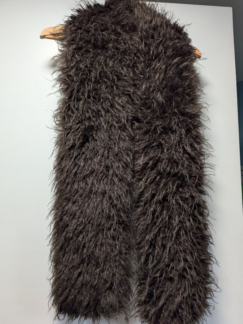 Anthropologie chocolate brown faux fur scarf